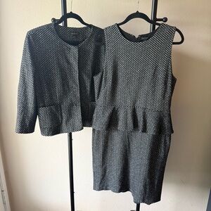 Ann Taylor Black and White Textured Mini Dress  set with blazer